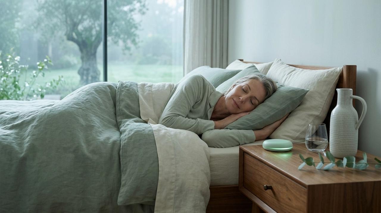 A grounded woman acting as the family anchor, reflecting in a peaceful setting